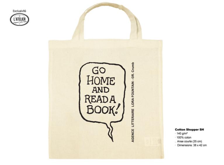T-shirt femme coton organic série "Go Home And Read a Book" - Illustration Crumb, par l'atelier-OCF