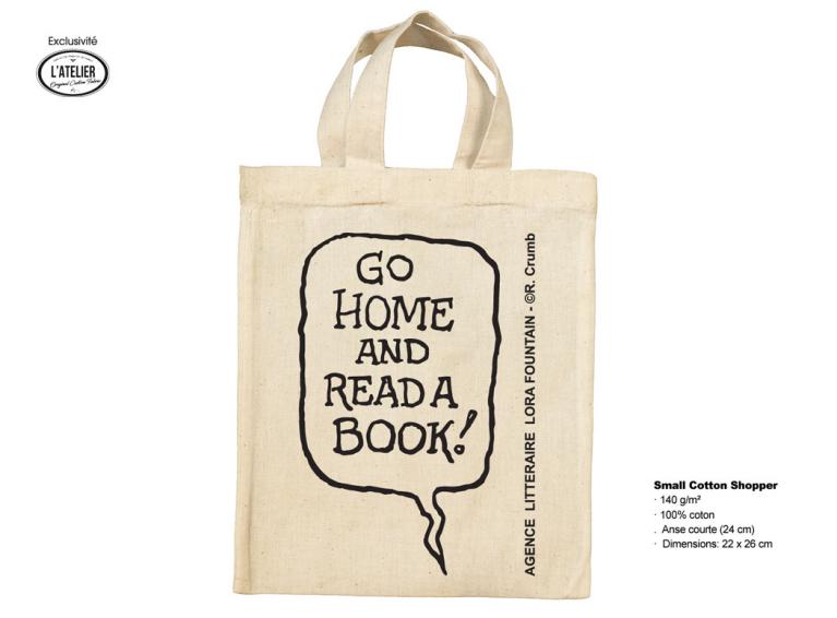 T-shirt femme coton organic série "Go Home And Read a Book" - Illustration Crumb, par l'atelier-OCF